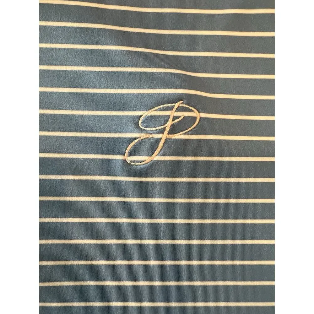 PETER MILLAR XL Summer Comfort Polo Mens Blue- White Stripe Golf Vacation Preppy - Picture 4 of 13